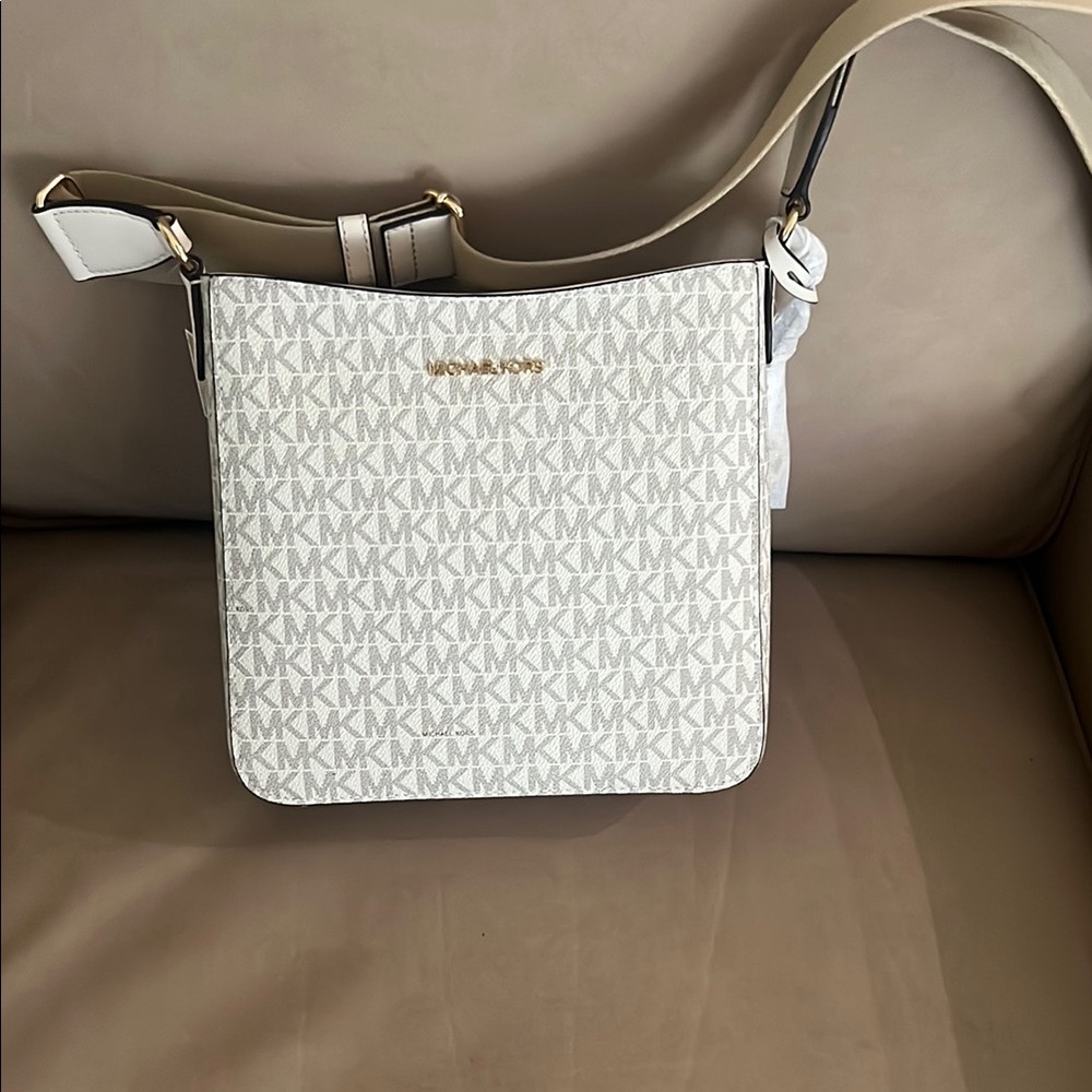 Michael Kors White Crossbody Bag with Gold Accents